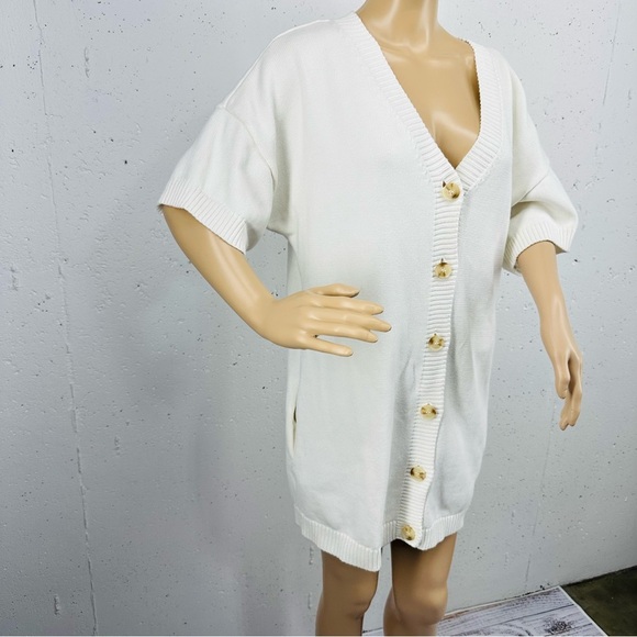 SABO Women’s size Small White Short Sleeve Knit Mini Dress - Picture 3 of 12